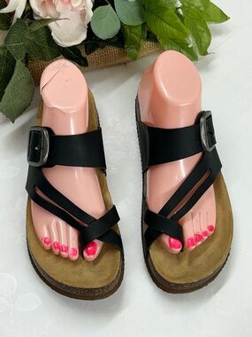 Black Strappy Comfort Sandals for Women - Casual Everyday